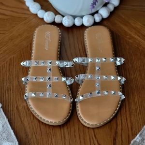 Forever clear studded sandals